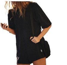 NWT 60 FREE PEOPLE FP MOVEMENT Hot Shot Tee Romper Black Medium