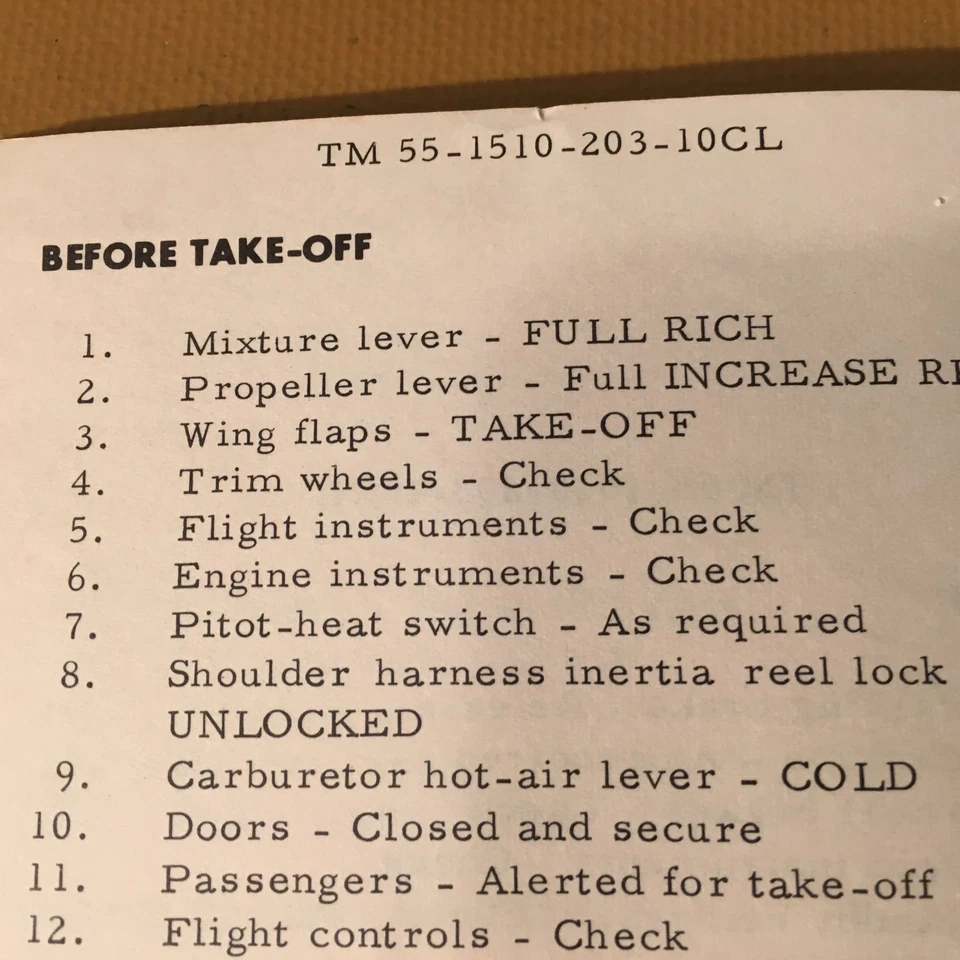 Original de Havilland Canada U-6A Beaver Pilot Checklist - Imagem 4 de 4
