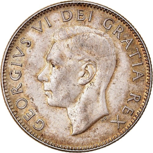 Canada 25 Cents Coin | King George VI | Reindeer | 1948 - 1952 - Picture 4 of 6