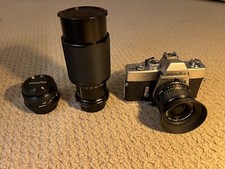 Minolta SRT201 35mm SLR Film Manual Camera with 3 Lenses - Working