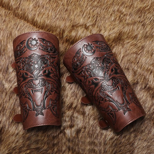 Bracelet médiéval chevalier cuir PU bracelets à lacets accessoire cosplay Halloween - Photo 10/21