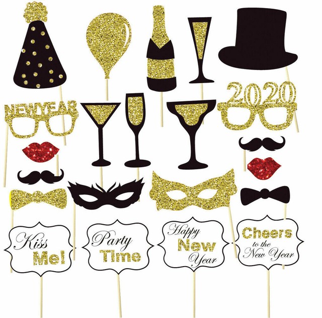 2020 Happy New Year's Photo Booth Props Supplies Masks Decoration Eve Party 2020 Happy New Year's Photo Booth Props Supplies Masks Decoration Eve Party