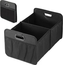 YSSOA Car Trunk Organizer, Foldable 2 Compartment 50L Storage Box with 5 Pocket