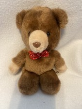 Vintage RUSS Teddy Brown Tiny Teddy Bear Plush Stuffed Animal Toy Red Tie M9