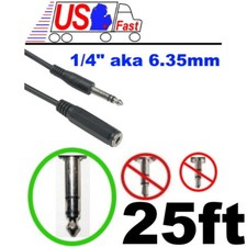 25ft long 1/4"Stereo Male Female Extension Audio/Headphone/PA Cable/Cord 6.3mm -