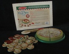 Melissa and Doug Wooden Pizza Party Set Pizza Tray Toppings Cutter