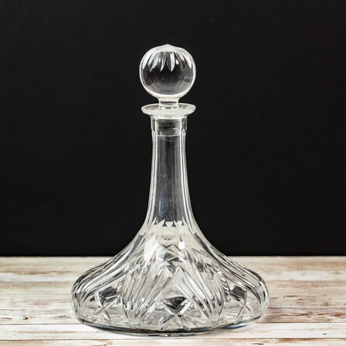 Vintage WATERFORD Crystal LISMORE Ships Decanter w/ Multi Cut Stopper 11”