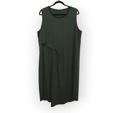 Elie Tahari XL Tank Sheath Dress Forest Green Midi Lined Lagenlook FREE SHIPPING