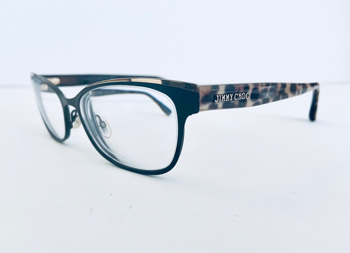 Jimmy Choo Black & Gold Cat Eye W Leopard Pearl Temple  display picture 1