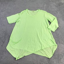 Fresh Produce Top Womens Large Green High-Low Hem Tunic Length Made in USA