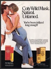 Coty Wild Musk 1980s Print Advertisement 1987 Couple "Natural. Untamed."
