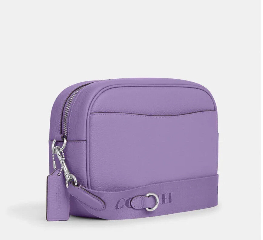 COACH CF600 Jamie Camera Bag Refined Pebble Leather Crossbody Silver