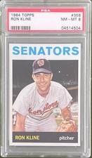 1964 TOPPS RON KLINE  #358 PSA 8 WASHINGTON SENATORS