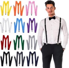 Mens Elasticated Heavy Duty Clip on Trouser Braces Adjustable Suspenders 25mm