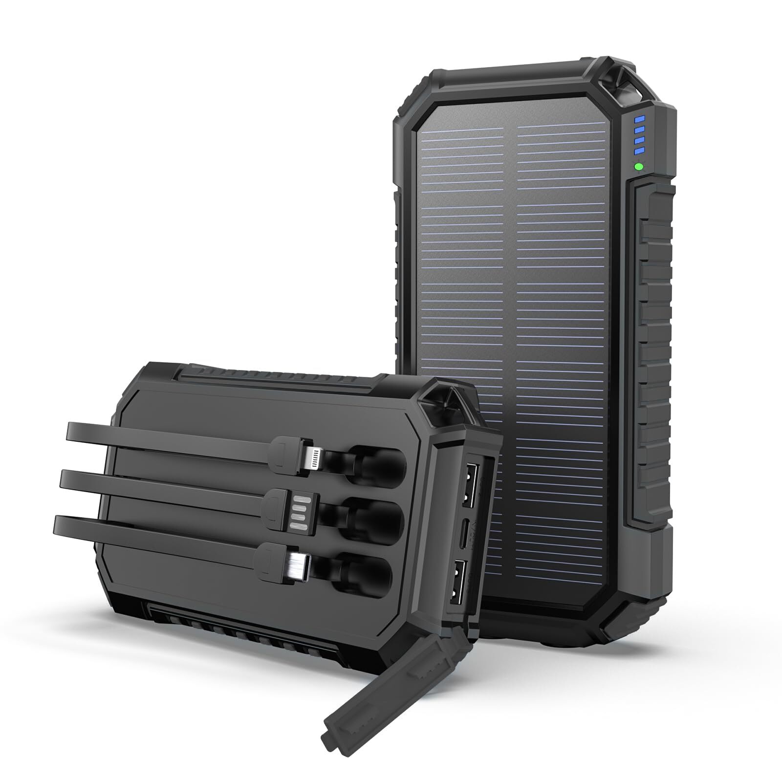 Solar Charger 27000mAh Power Bank Built in 3 Cables Five Outputs 15W Fast Cha...