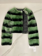 Yves Salomon Green Rabbit Fur Jacket - New Rrp £1390