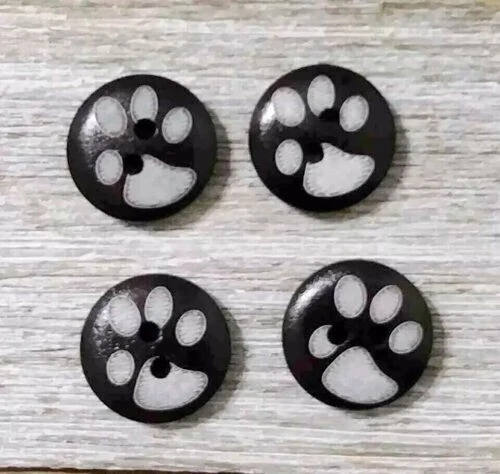paw print resin buttons sewing 2 holes 1/2 inch 4pc new - Image 2 of 2