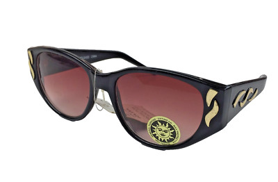 Vintage Sting Fashion Sunglasses Tinted Black Gold Oval  UVB UVA
