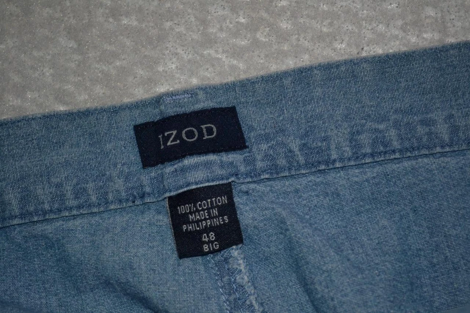 42780-a IZOD Pantalones Cortos de Jean Plisados Azul Algodón Talla 48 Grande Adulto Hombre NUEVO Foto 4 de 4