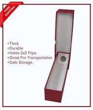 2x2 Coin Flips Box High Quality Snaplock Capsule Storage Single Row 9 Inch Red