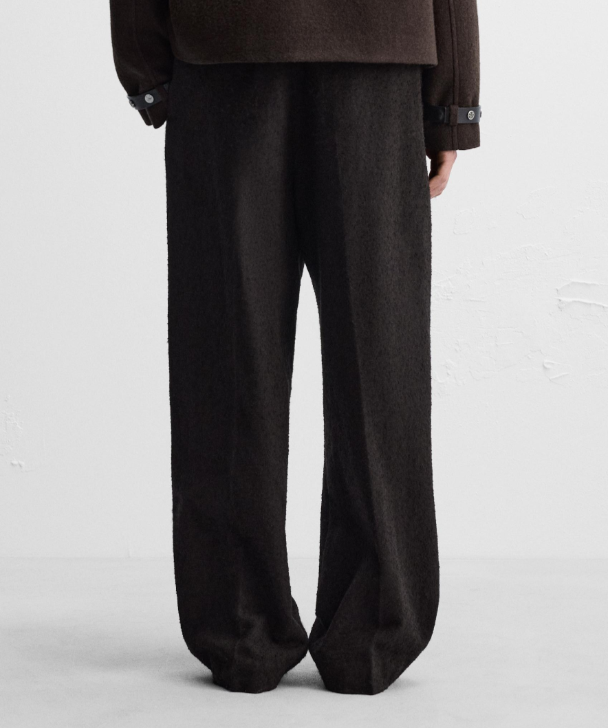 Zara x Nanushka Belted Pleat Front Trousers Dark Brown W30 EUR 38