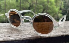 Round polarized sunglasses For Men Round Brown Sunglasses Crystal Glasses SMALL