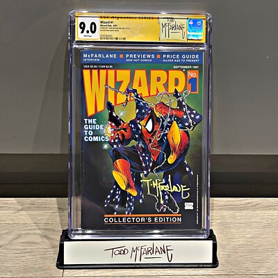 *RARE* WIZARD #1 CGC SS 9.0 SIGNED TODD MCFARLANE W/ CUSTOM LABEL!