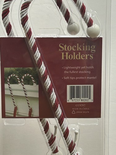 Weihnachtsstrumpfhalter 2 rot und weiß Weihnachten Zuckerstange NEU - Bild 8 von 9