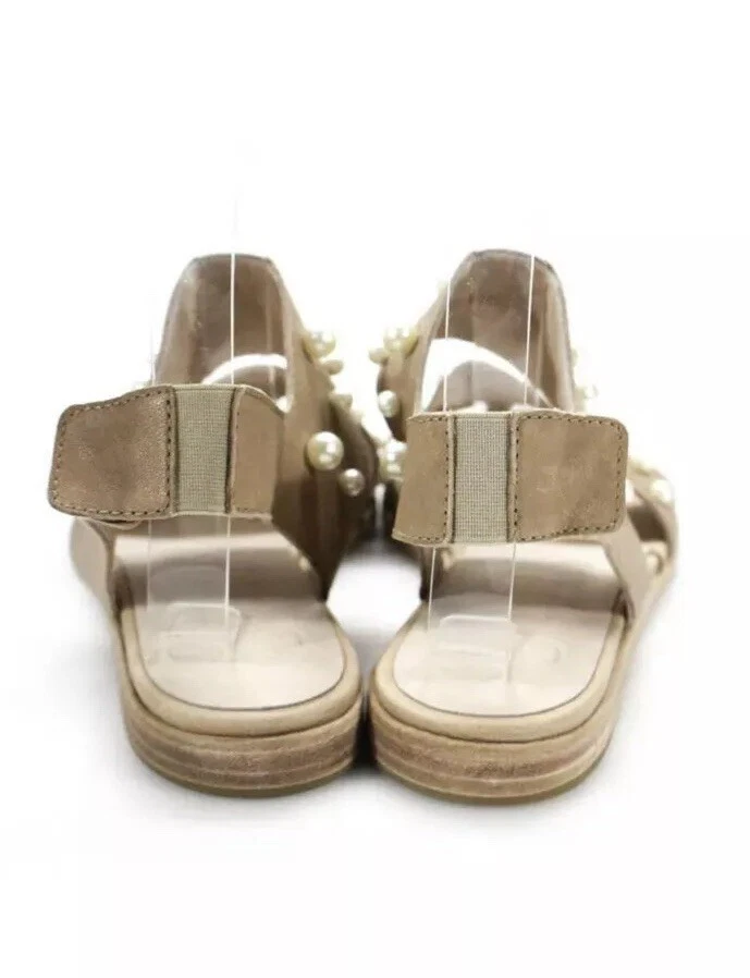 NUEVO LD Tuttle Mujer The Core Sandalias Beige Cuero con Perlas Talla 38.5/8.5M Foto 3 de 4