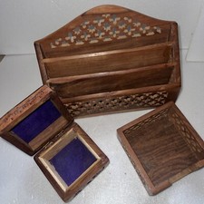 Vintage Letter Box, Note Pad And Trinket Box