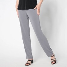 Susan Graver Essentials Size 3X Petite Rock Grey Liquid Knit Straight Leg Pants