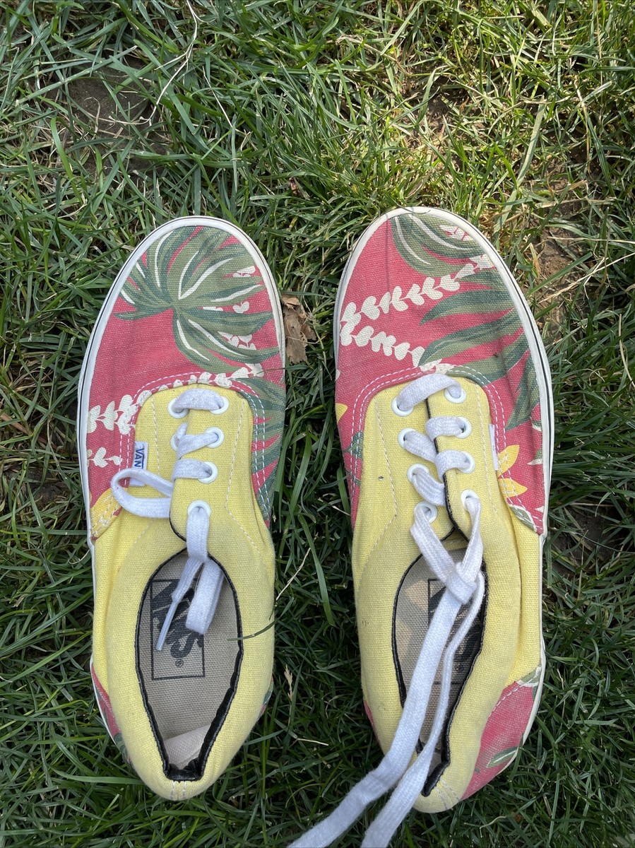 🔥Vans Van Doren Era Skate Shoes Red/Yellow Tropical Print Mens 6
