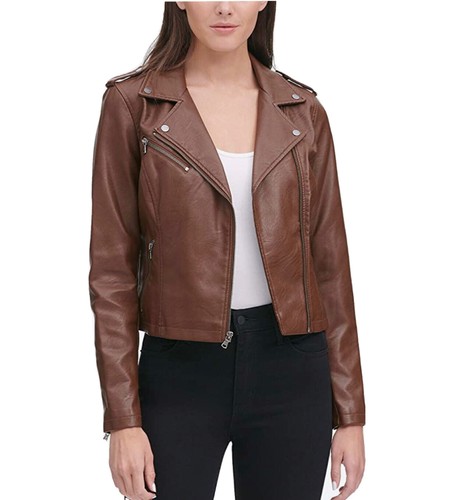 LEVI'S Dark Brown Fitted Faux Leather 