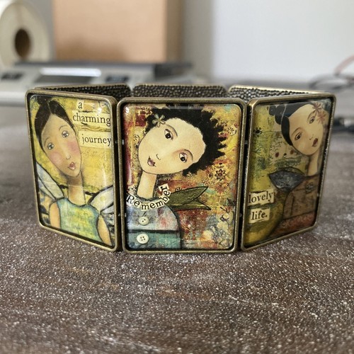 Kelly Rae Roberts "Leap Fearlessly" by Demdaco Large Tile Stretch Bracelet - Picture 5 of 5