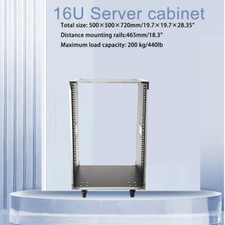 16U Open Universal Rackmount Server Frame Rack with Wheels 200 kg/440lb new