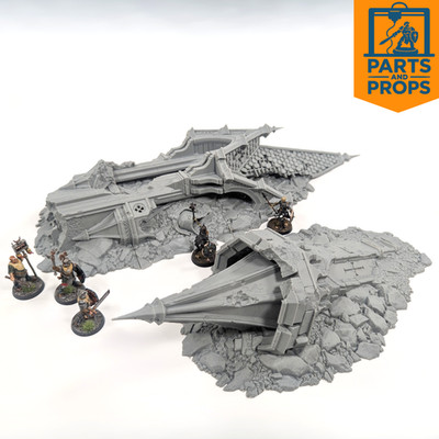 Zusammengestürzter Ruinenturm High Detail Wargaming Gelände für 28mm 32mm Tabletop