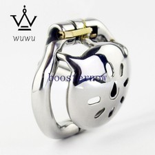 Small Chastity Cage Devices with Metal Tube Stainless Steel Male Lock Ring Belt