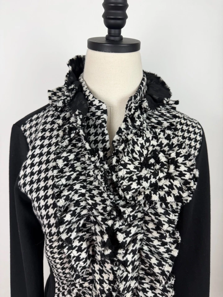 Vintage Alberto Makali Jacket Womens Medium Houndstooth Plaid Wool Blend Y2K - Image 2 of 4