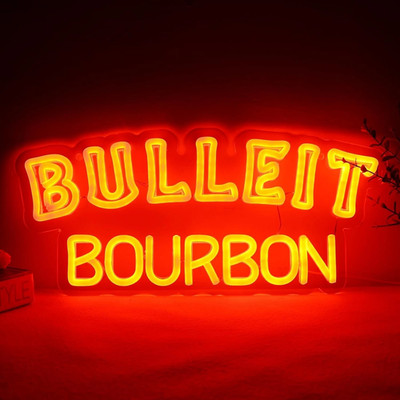 16''x6'' Bulleit Bourbon Whiskey Bar LED Neon Sign With Dimmer USB Powered Light