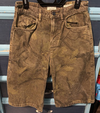 Cotton On Super Baggy Jort Men's Denim Shorts Tree Camo Relaxed Fit Size 28