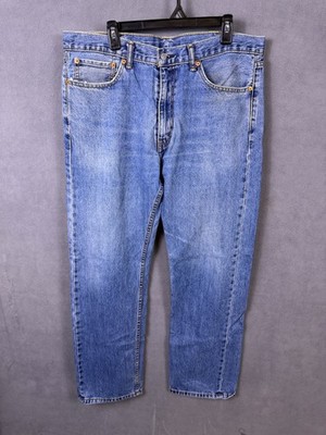 Levis 505 Jeans Mens 38x32 Blue Medium Wash Regular Straight Denim Read!