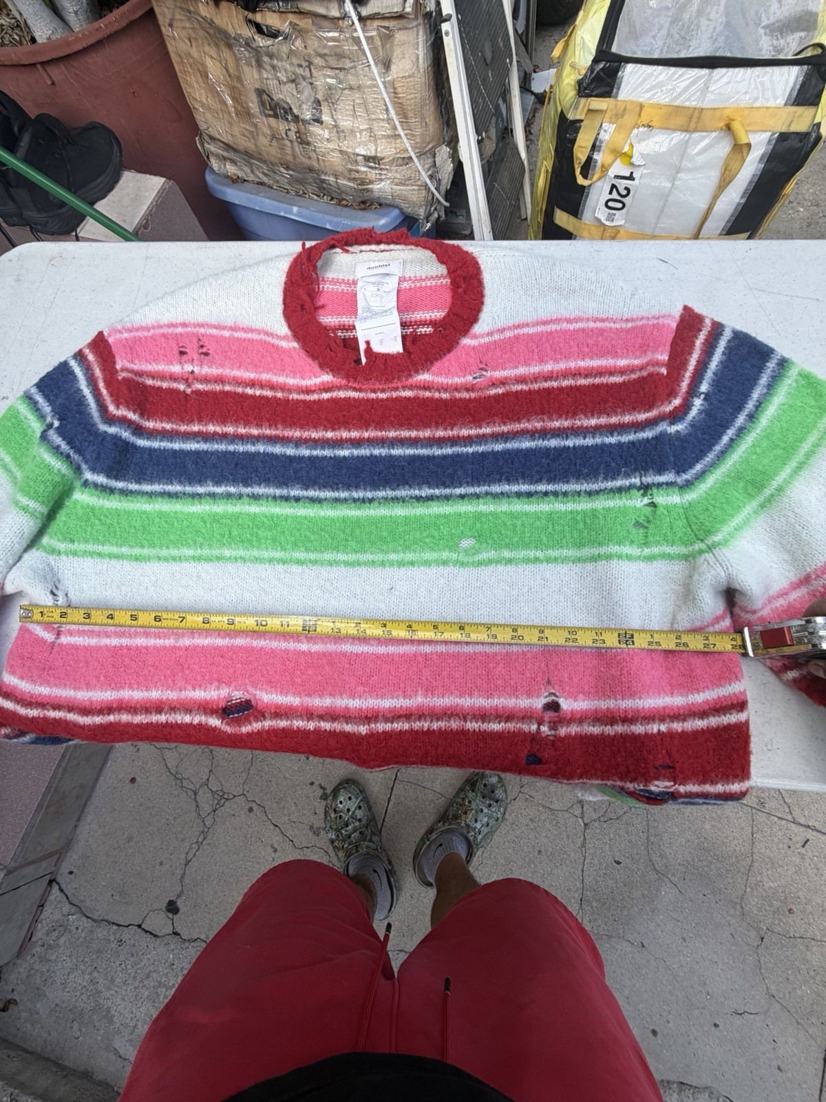 RARE | Oversized Distressed Striped Sweatshirt (No. 18/144) - Made in JapanSoldOut Everywhere image 4