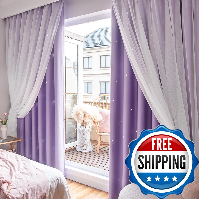 Loyala Star Double Layer Blackout Curtains For Bedroom Kids - Cute 72 Inch Long
Opens in a new windo