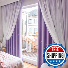 Loyala Star Double Layer Blackout Curtains For Bedroom Kids - Cute 72 Inch Long