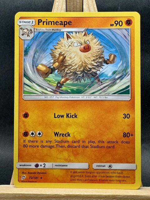 Primeape Rare Pokemon Trading Card Game Sun & Moon - Team Up 72/181 NM