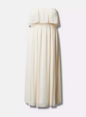 Torrid Maxi Chiffon Gauze Strapless Ruffle Dress Pristine 6 6X 30 #E61353