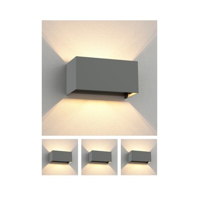 4x Wandleuchte CUBEL für außen IP65 Up-/Downlight grau matt eckig 2x G9 max.
