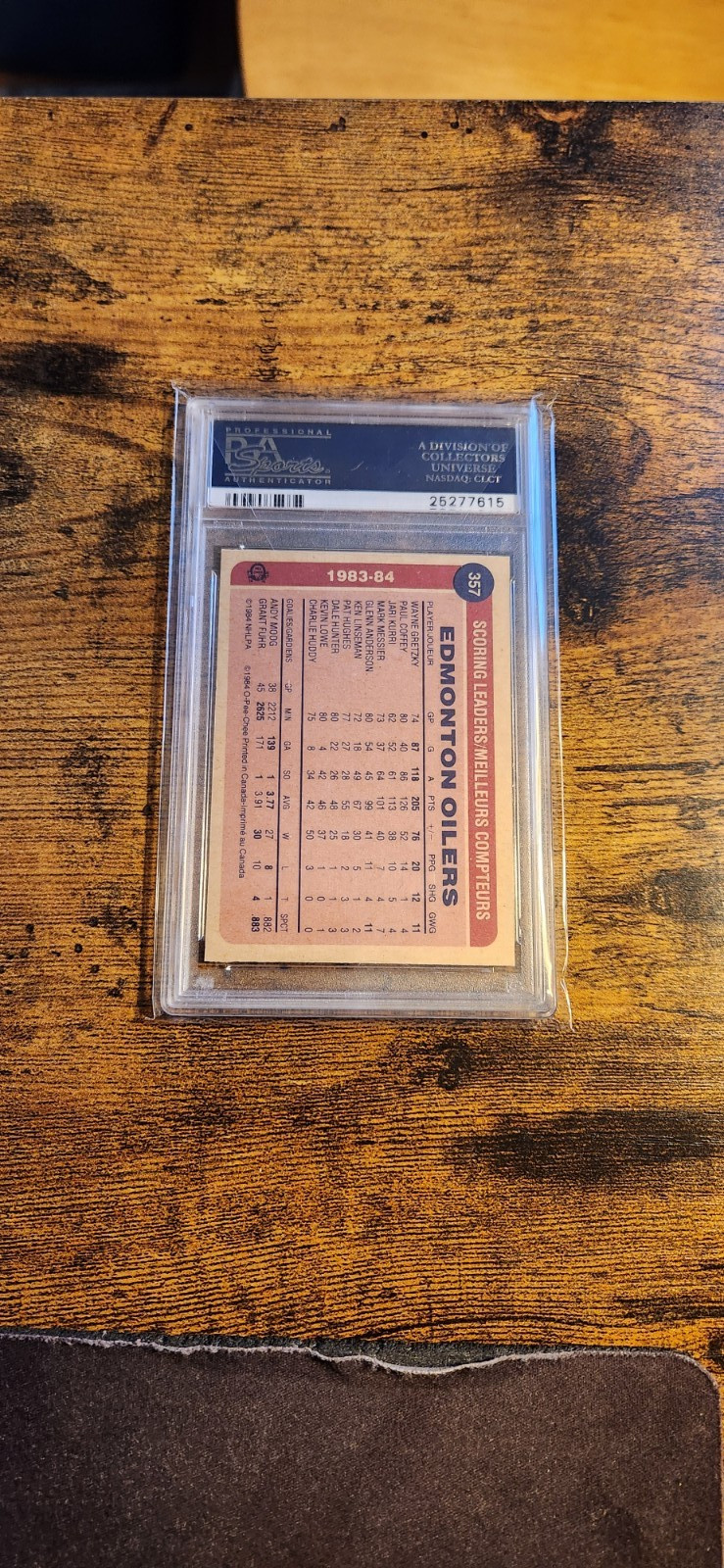 1984-85 O-PEE-CHEE WAYNE GRETZKY #357 GOAL LEADER PSA 9 MINT (Cert #25277615) view 4