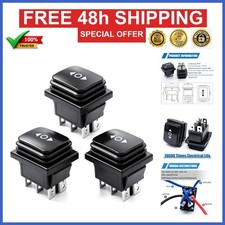 mxuteuk 3pcs Waterproof Momentary Rocker Switch DPDT 12V 10A