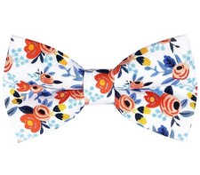 Colorful Fun Pattern Pre-Tied Bow Tie Mens Floral Space F Peach Blue White